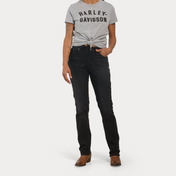 Harley-Davidson Denim - 🌟3 For $15 SALE🌟 Vintage Harley Davidson Women's Black High Rise Straight Jeans